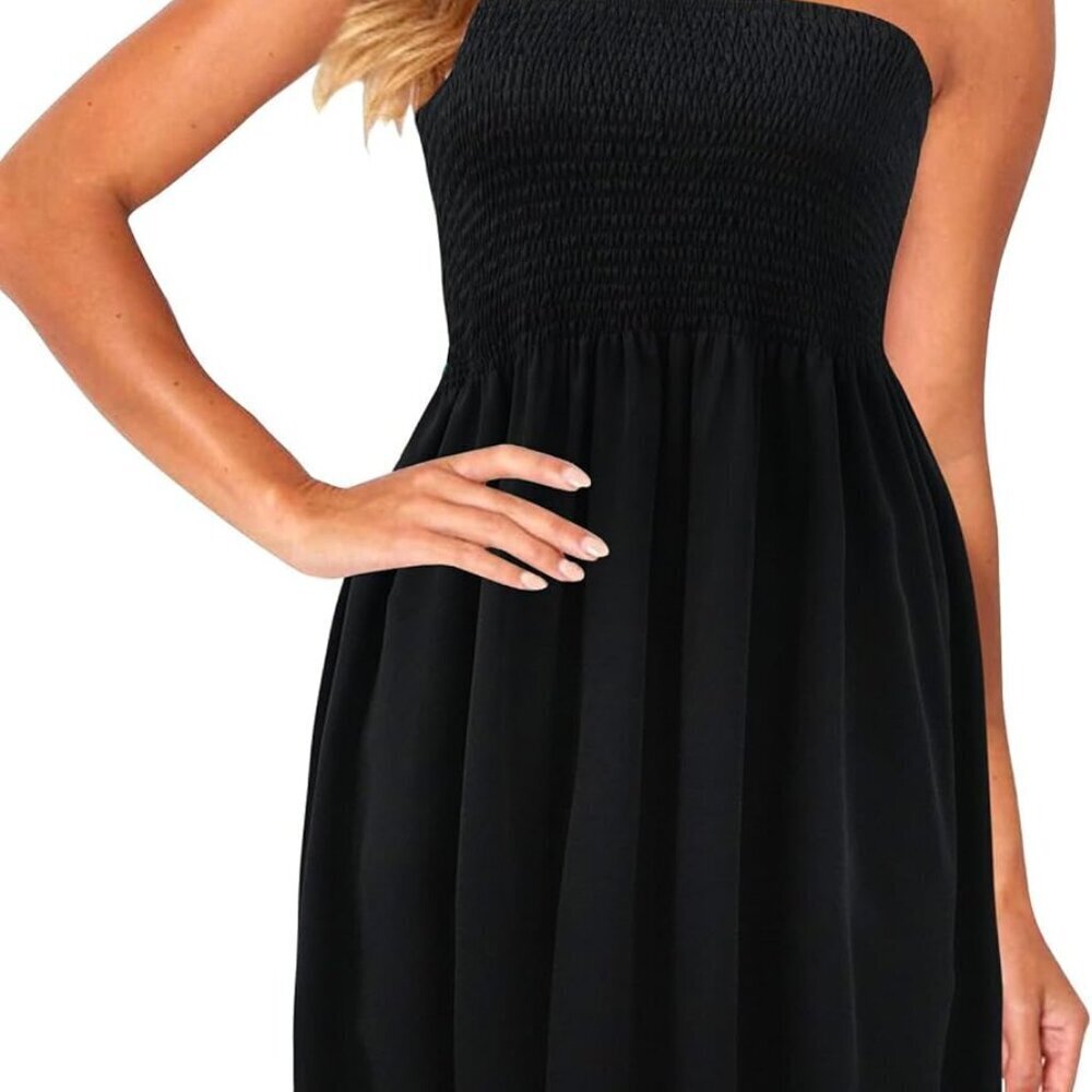 Women's Black Stretch Tube Top Dress Summer Beach Coverup Size Large